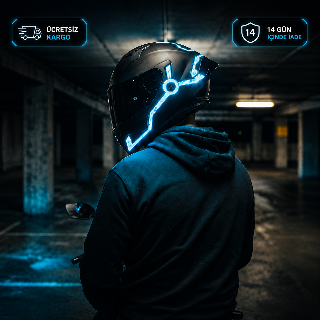 Kitsune NeonRide™ | Cyber Neon Kask Şeridi